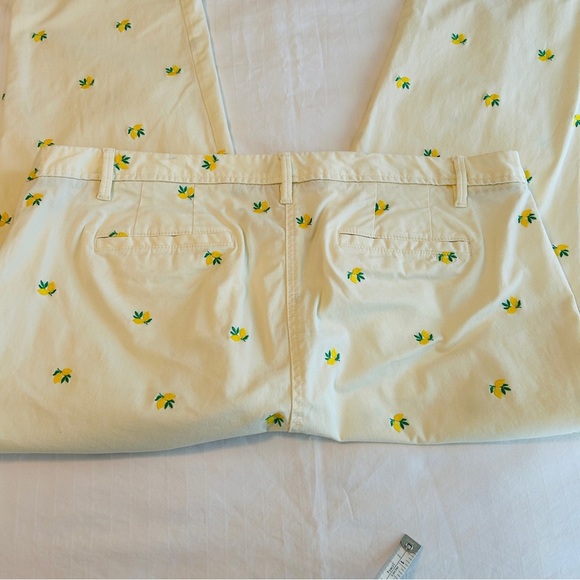 Talbots Pants Lemon Embroidered Relaxed Chino Ivory Cotton Plus Size 16W Petite - Picture 11 of 16